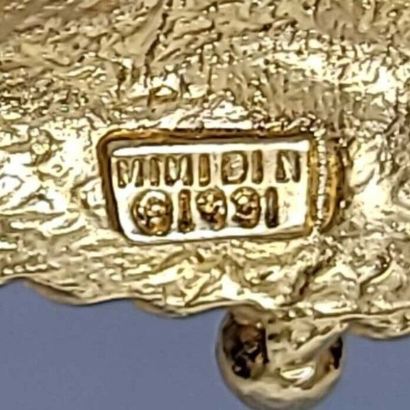 Vintage 90s Mimi di N Womens‎ Goldtone Paisley Buckle Faux Ostrich Waist Belt